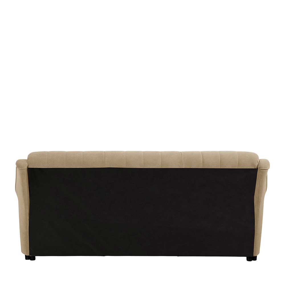 Federkern Schlafsofa aus Flockstoff in Beige - Mabu