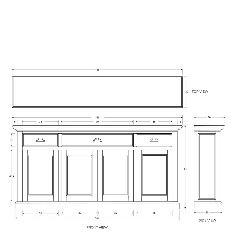 Sideboard in Weiß mit Schwarz - Provona