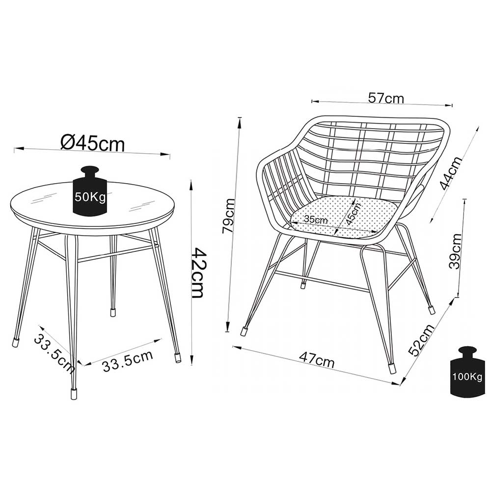 Design Garten Sitzgruppe für Zwei - Kolage (dreiteilig)