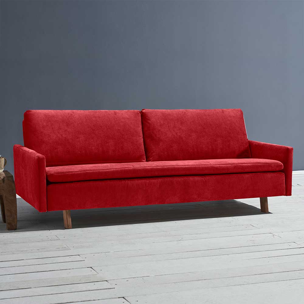 Couchbett in Rot mit Eiche - Samona