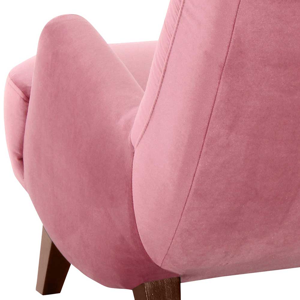 Wohnzimmer Sessel in Rosa und Nussbaum - Jily