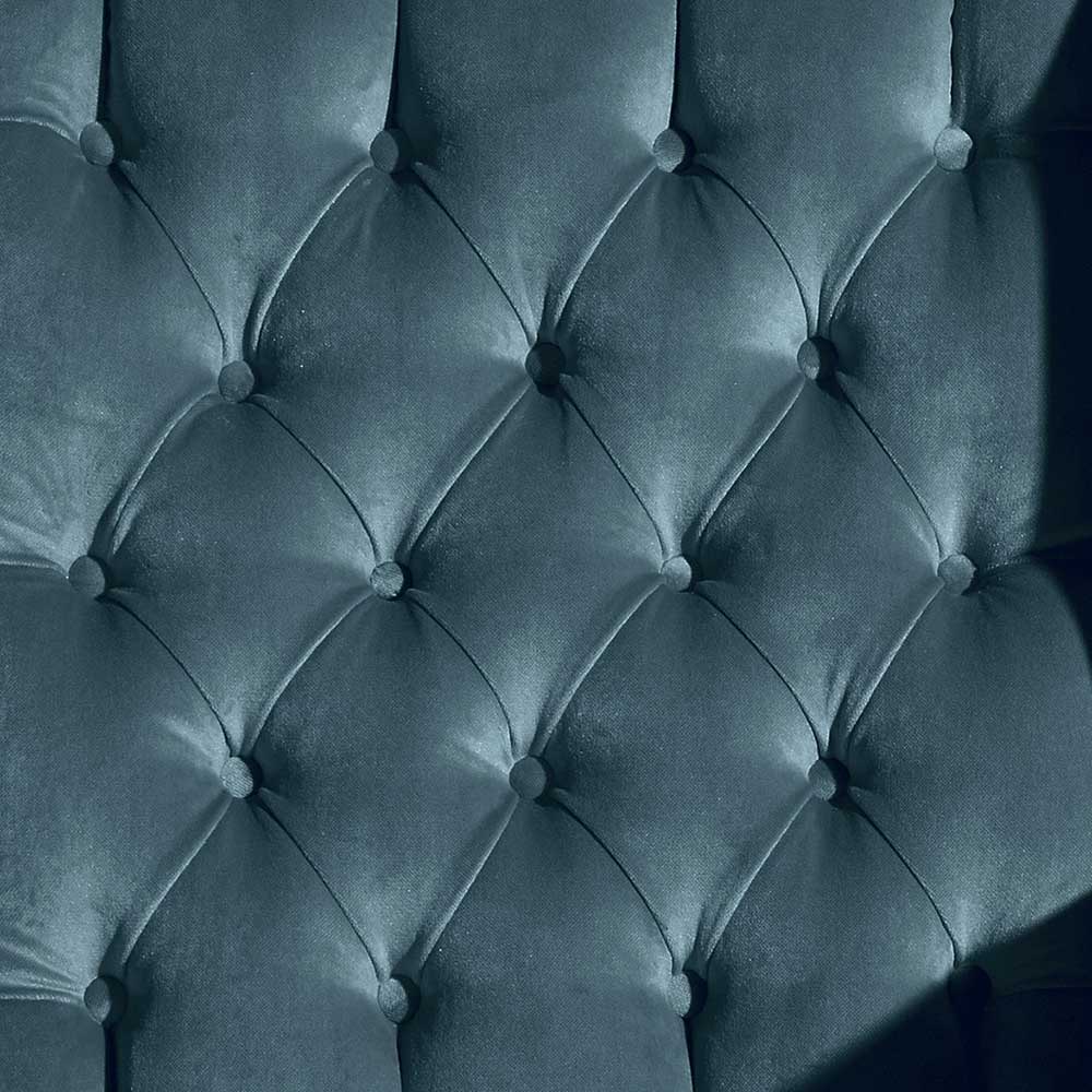 Samtvelours Chesterfield-Polstersessel in Petrol - Varescan