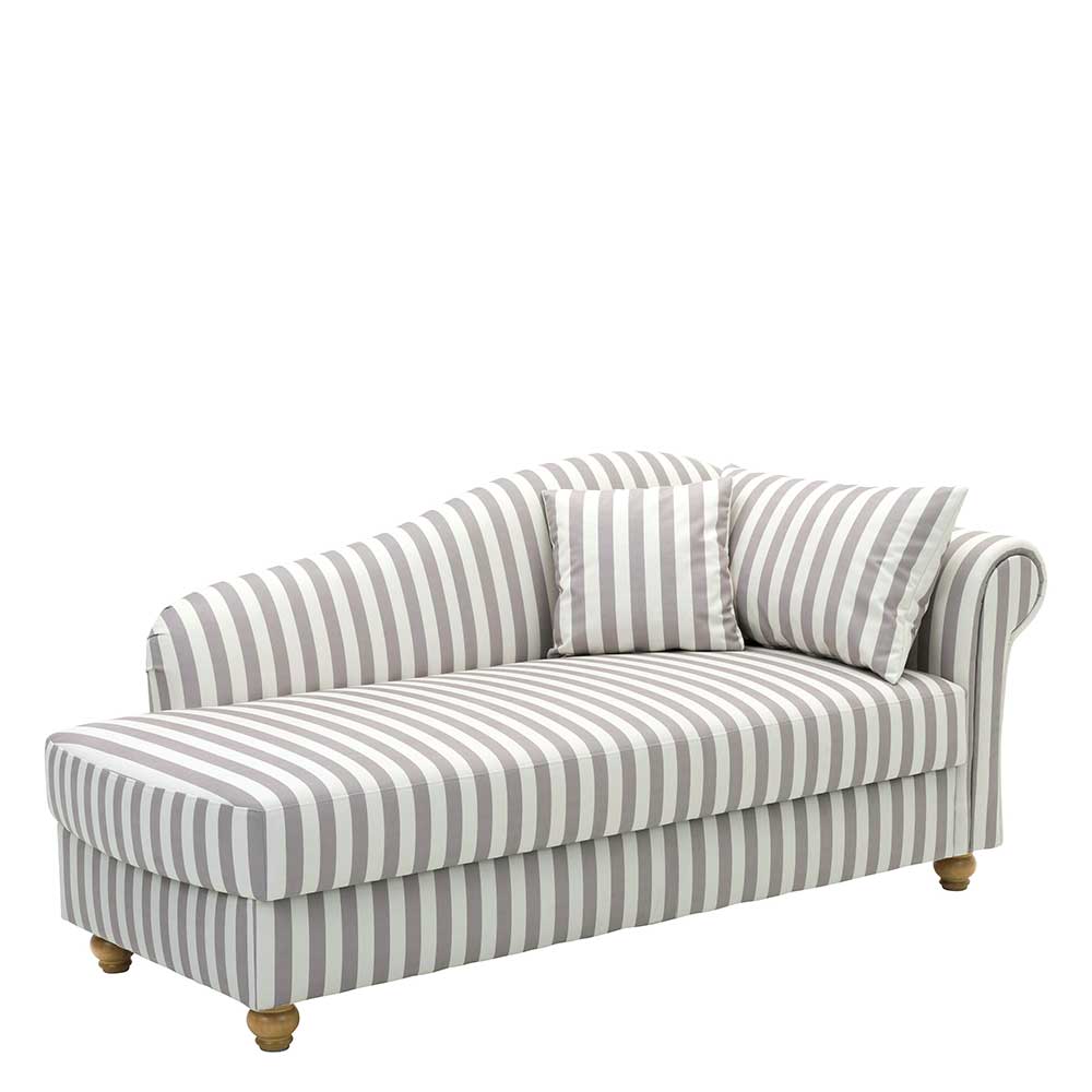 Chaiselongue mit Streifen in Weiß Braun - Adendro