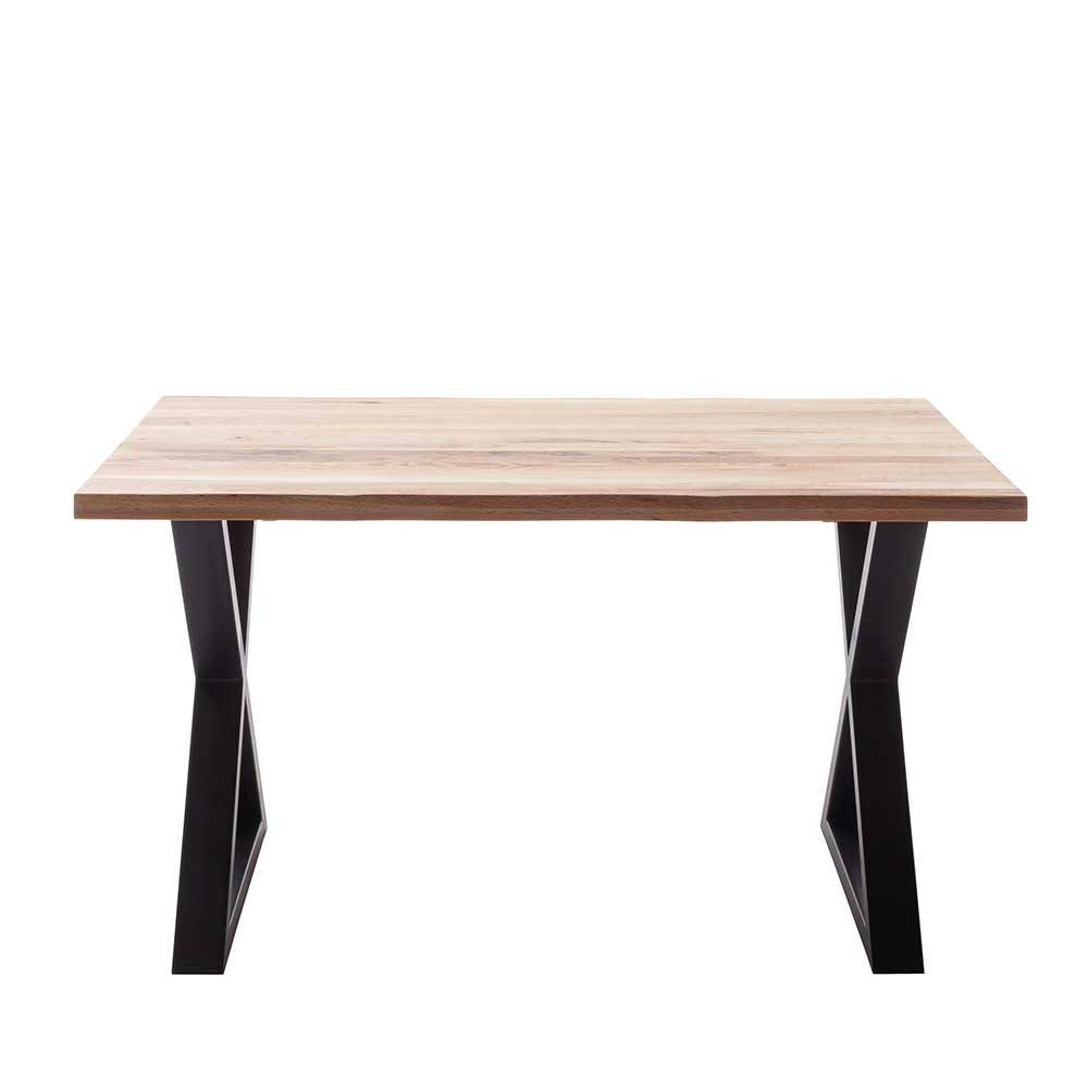 Zerreiche Tisch mit Naturkante und X-Füßen - Yelna