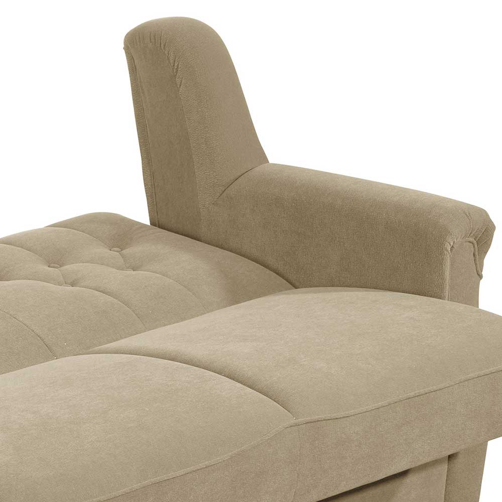 Federkern Schlafsofa aus Flockstoff in Beige - Mabu