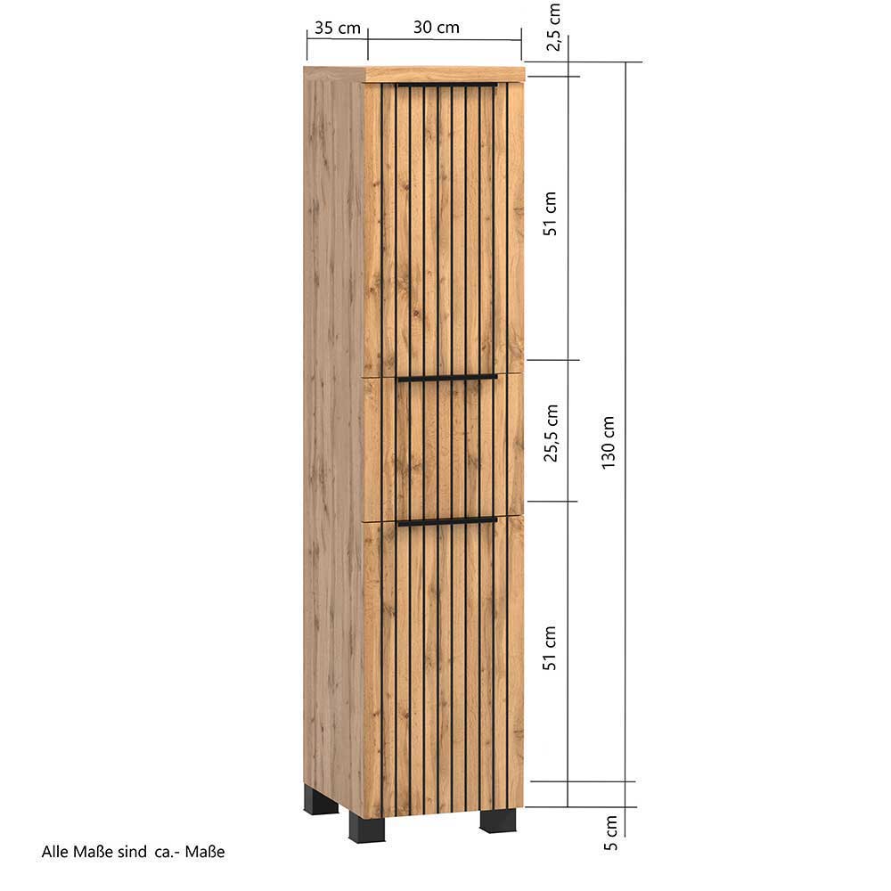 Waschkonsole & Midischrank & LED Spiegel - Crystoga (dreiteilig)