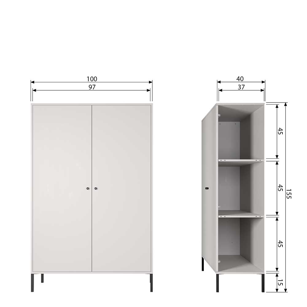 Schwarzer Schrank mit Doppeltür - 100x155x40 - Burgossi