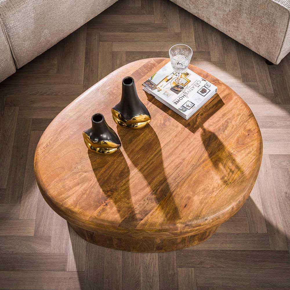 Design Holz-Couchtisch aus Mangobaum in Sand - Oregana