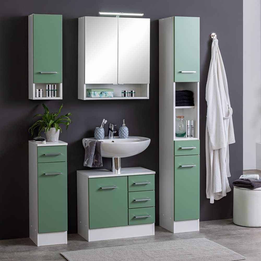 Unterschrank in Weiß 25x84x35 Badezimmer Grün fürs und - Loenixa