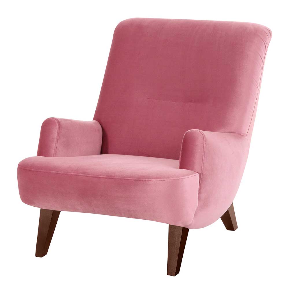 Wohnzimmer Sessel in Rosa und Nussbaum - Jily