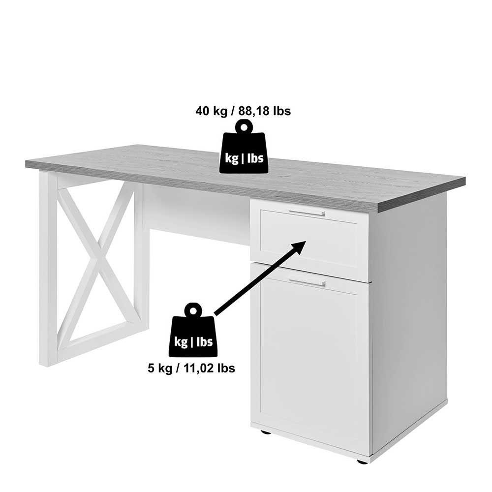 Modern Country Schreibtisch mit Stauraum - Ristina