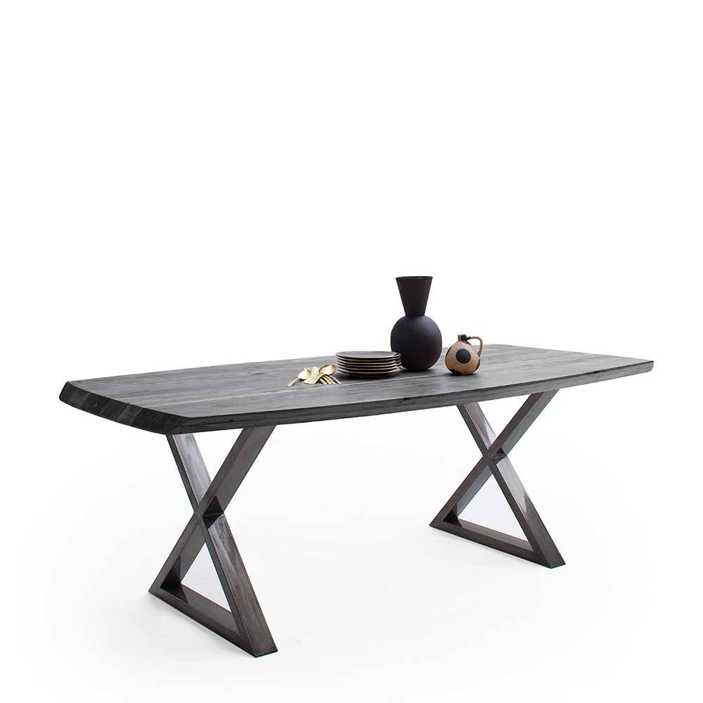 Grauer Esstisch mit Bootsform Platte Akazie - Tadahiro