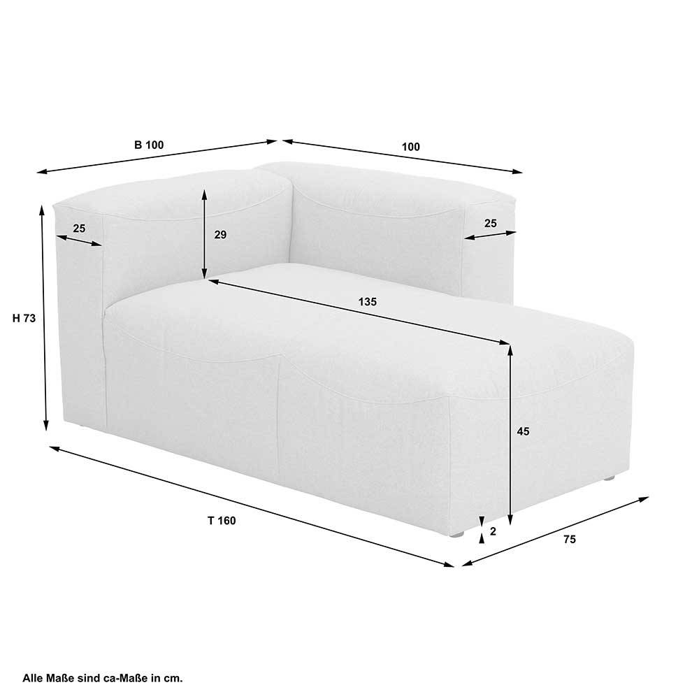 Sofaelement Recamiere in Cremeweiß - Tembreno