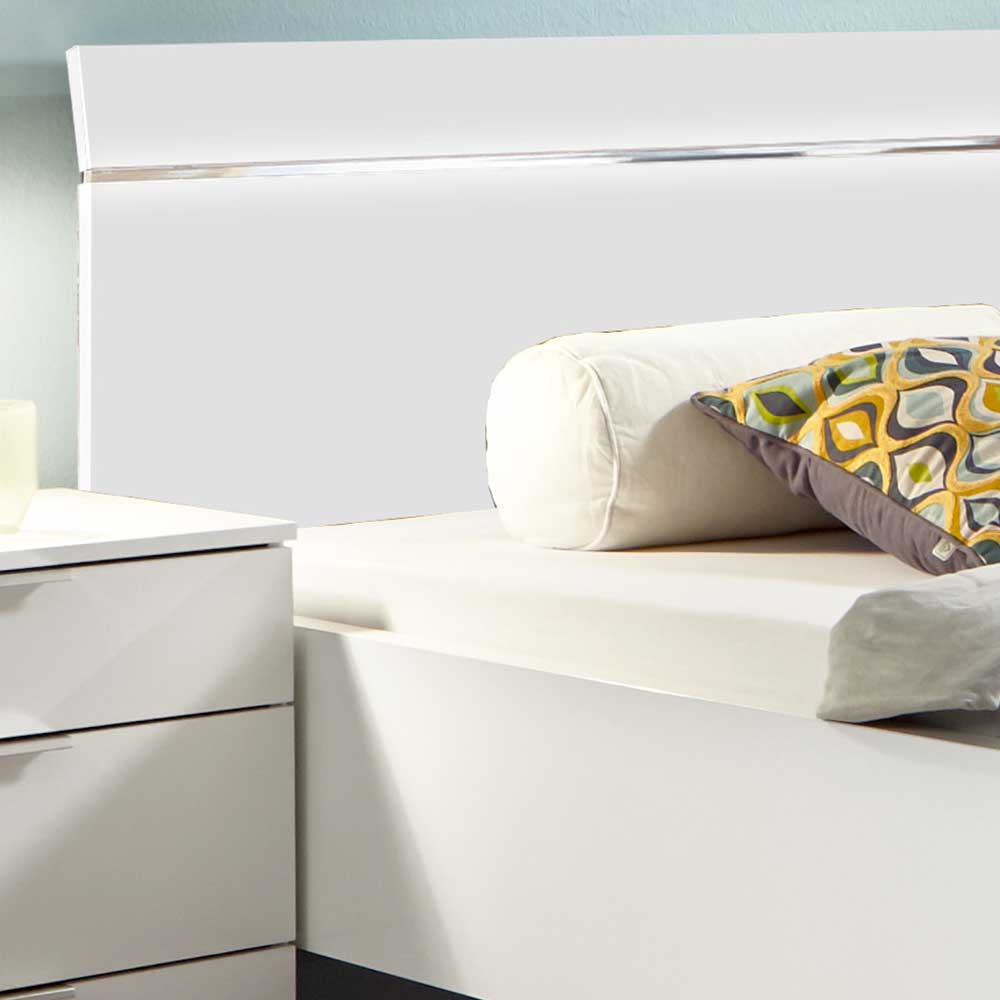 Weißes mit Doppelbett Bettgestell Chrom als Einzelbett - oder Vronica