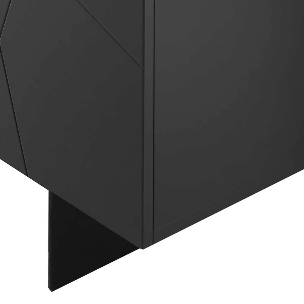 3-türiges Sideboard mit Marmor Einsätzen Schwarz - Wakes