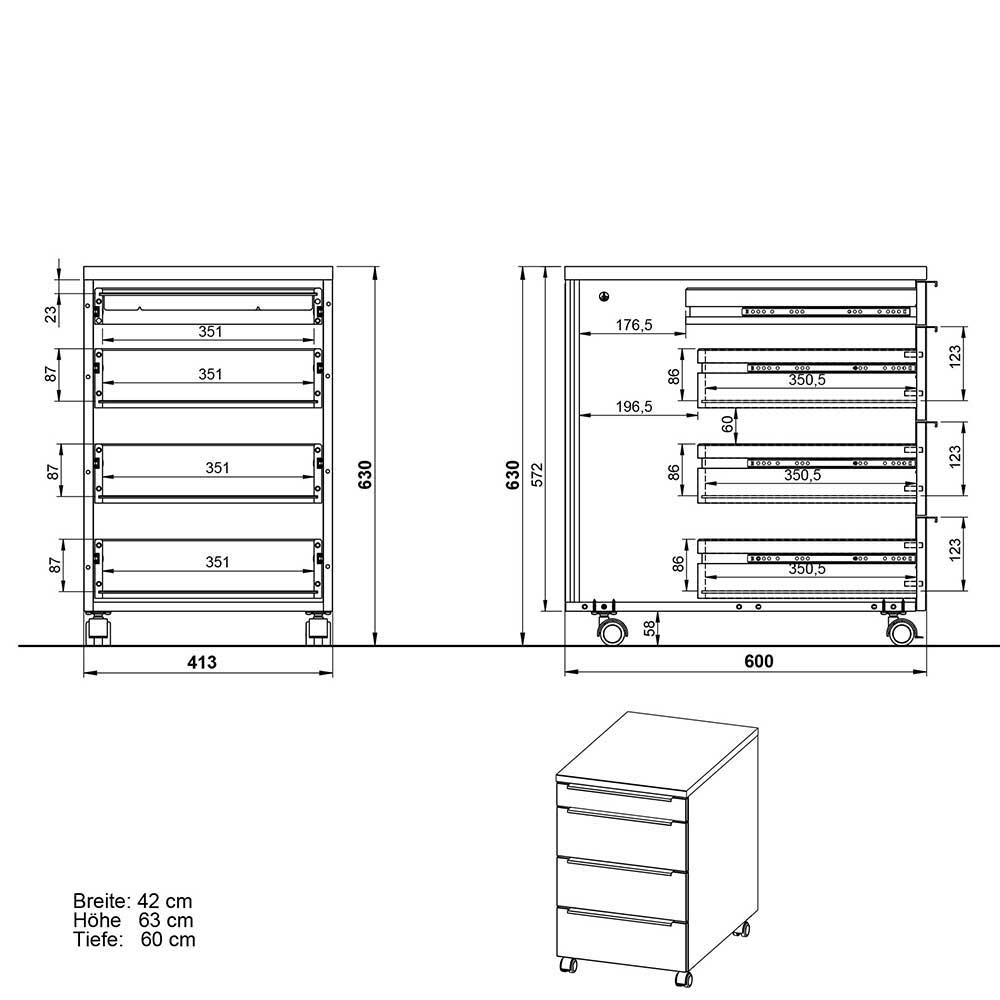 Schreibtisch & Rollcontainer Set - Sparkle (zweiteilig)