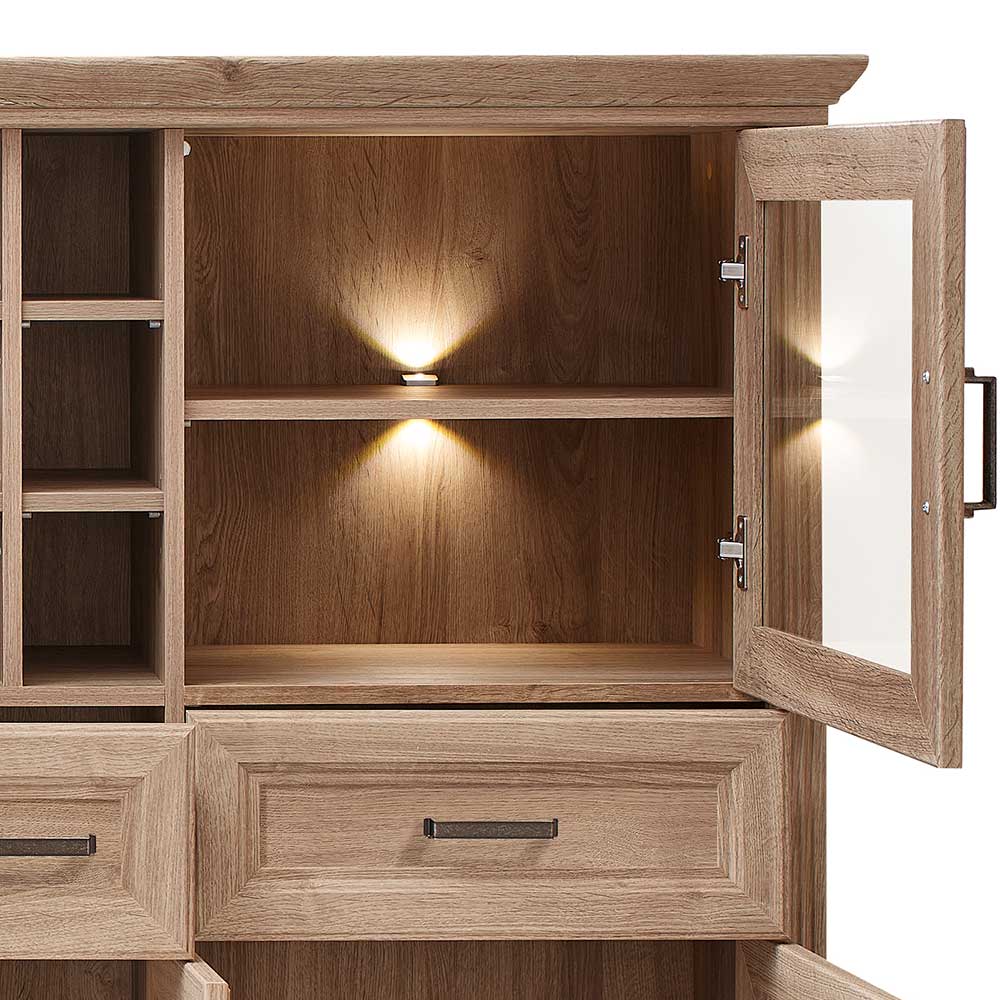 Landhaus Highboard mit LED Beleuchtung - Barack