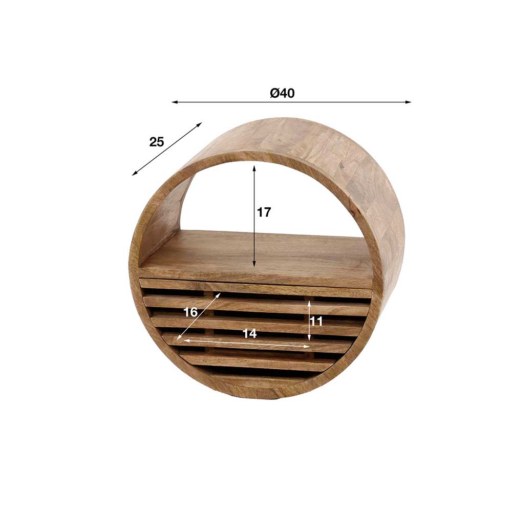 Rundes Wandregal mit Schublade - Detroit