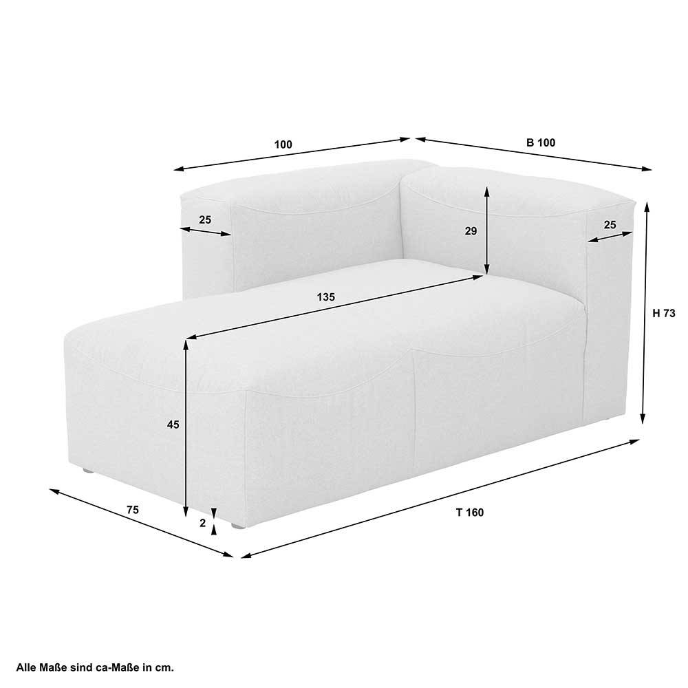 Sofaelement Recamiere in Cremeweiß - Tembreno