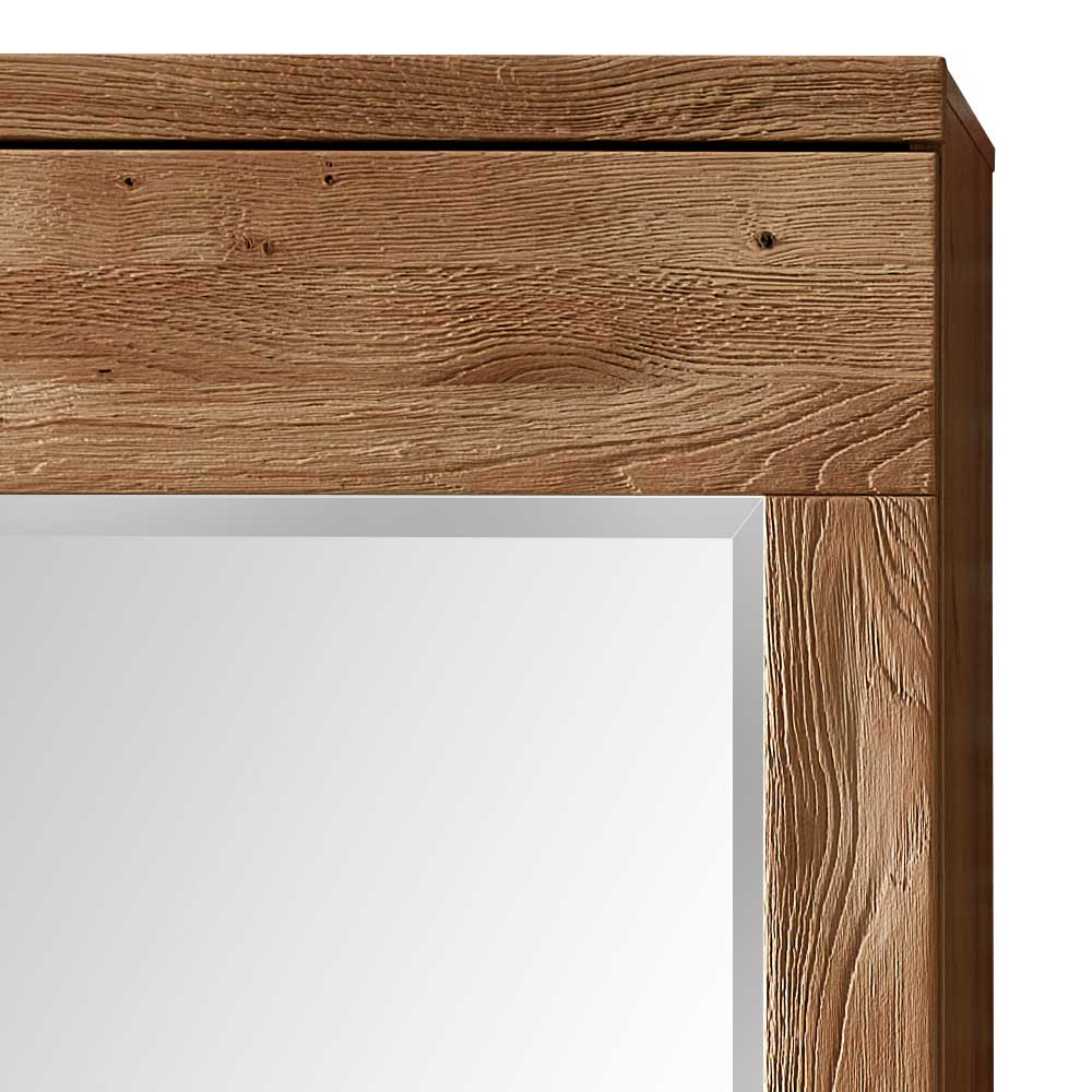 Dielen Garderobenschrank mit Spiegel aus Wildeiche Massivholz - Elprisca