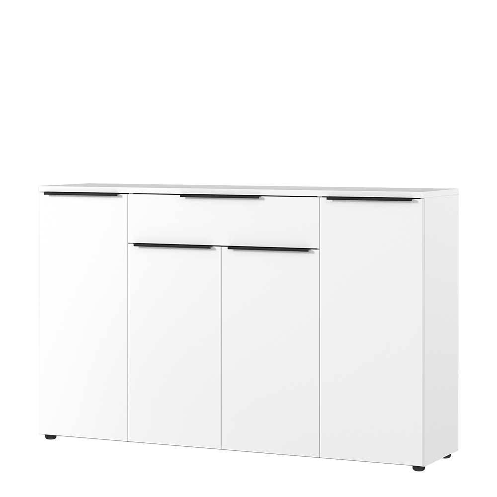 Büro Highboard in Weiß mit schwarzen Griffen - Sparkle