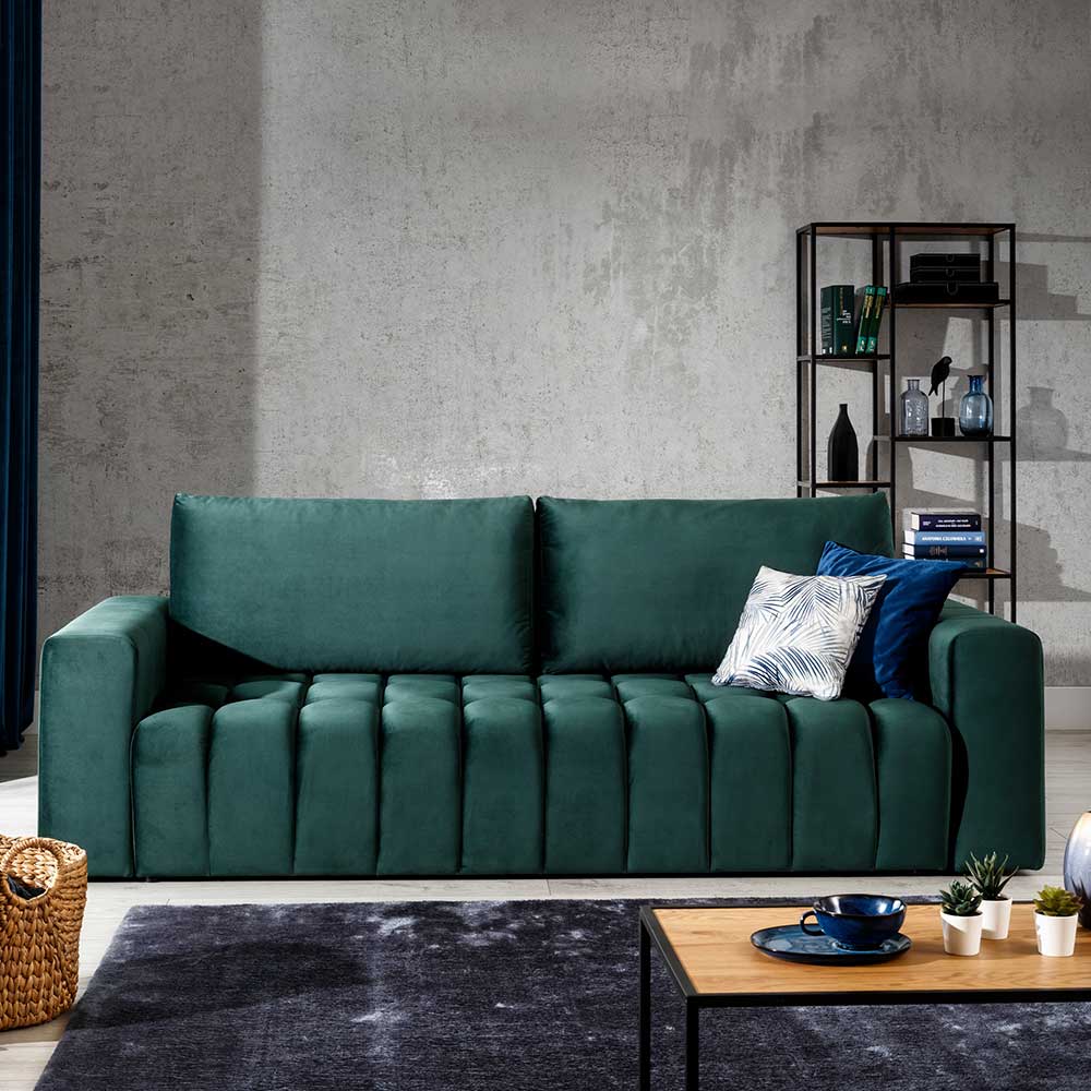 Ausklappbares Sofa in Grün Samt - Olenka