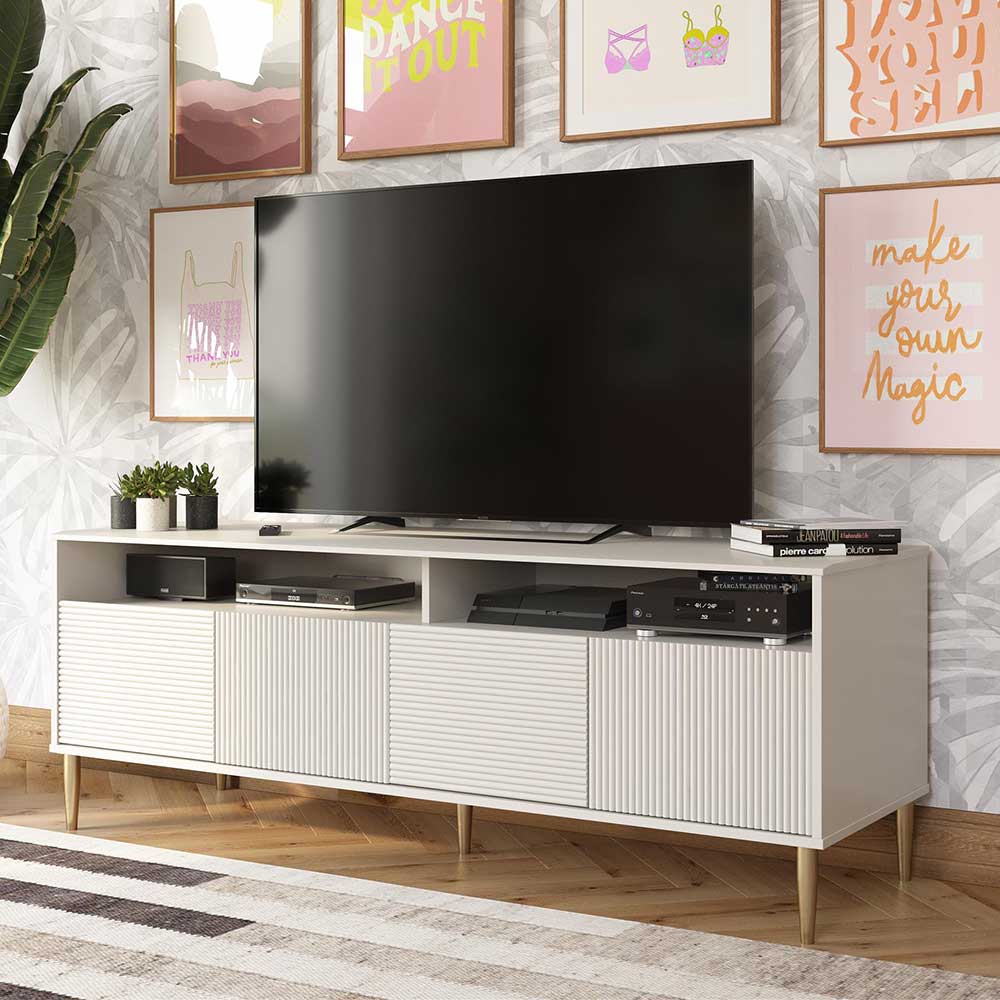 TV-Kommode in Taupe mit Gold - Cadiere