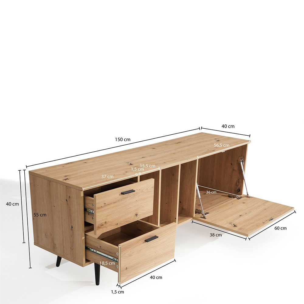 TV Lowboard in Wildeiche Holzoptik - Ziris