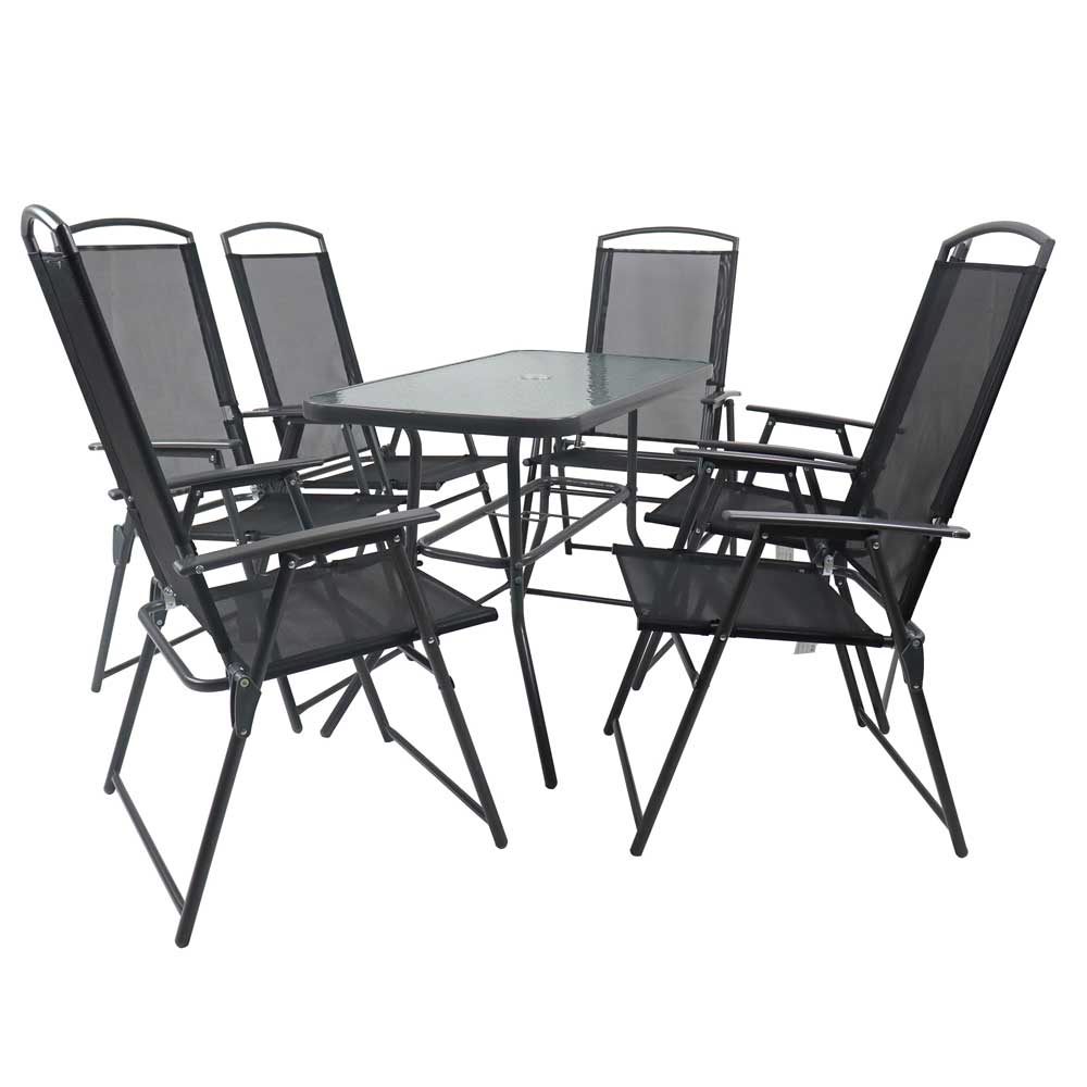 Outdoor Tisch & Klappstühle Set - Alcamo (siebenteilig)