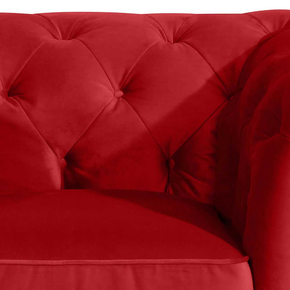 Rotes Zweisitzer Sofa im Chesterfield Design - Cebaza