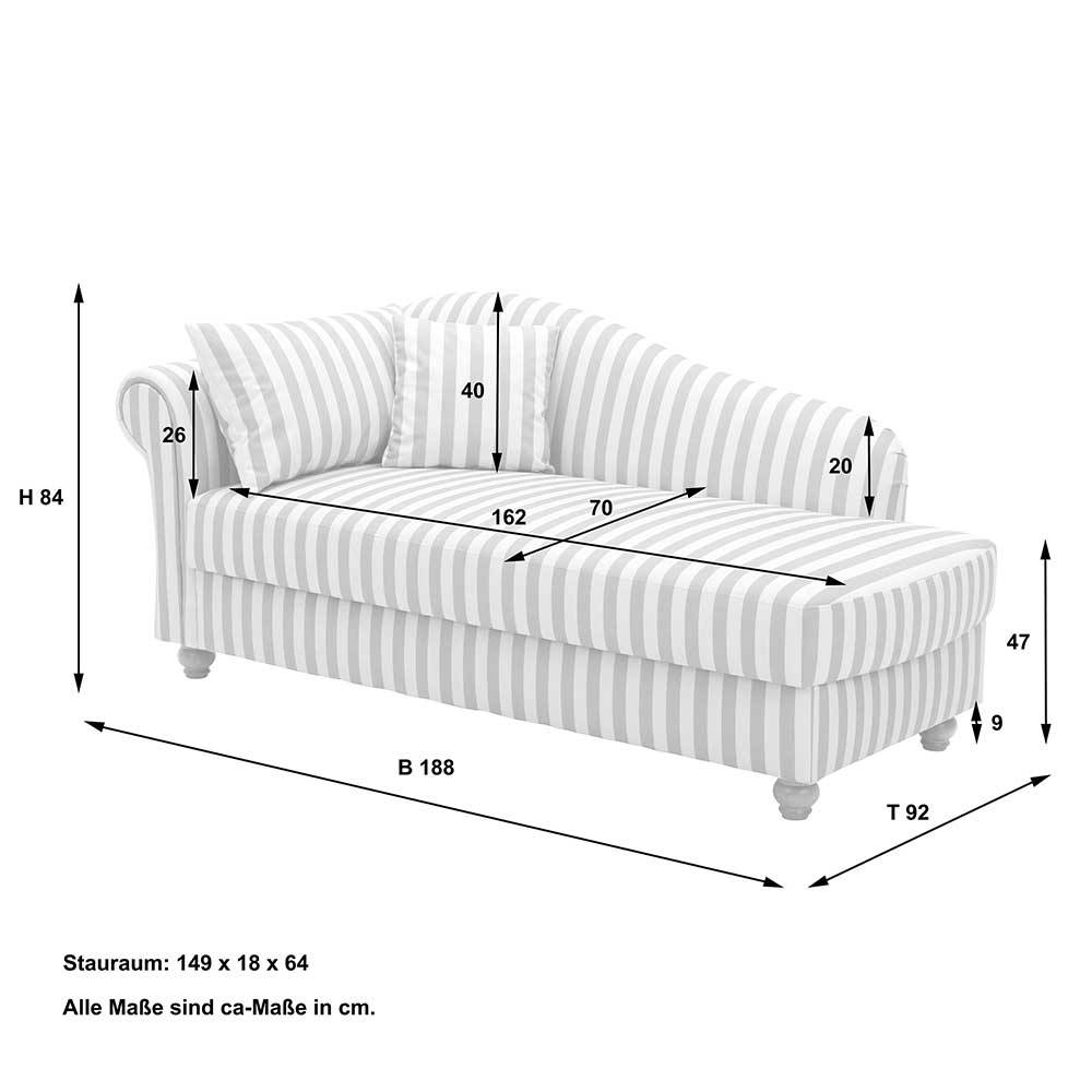 Chaiselongue mit Streifen in Weiß Braun - Adendro