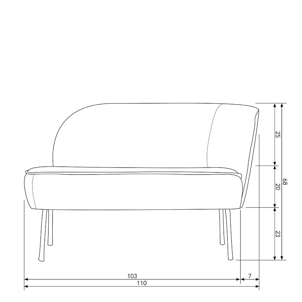 Lounge Sofa aus Samt in Rost Braun - Feliz