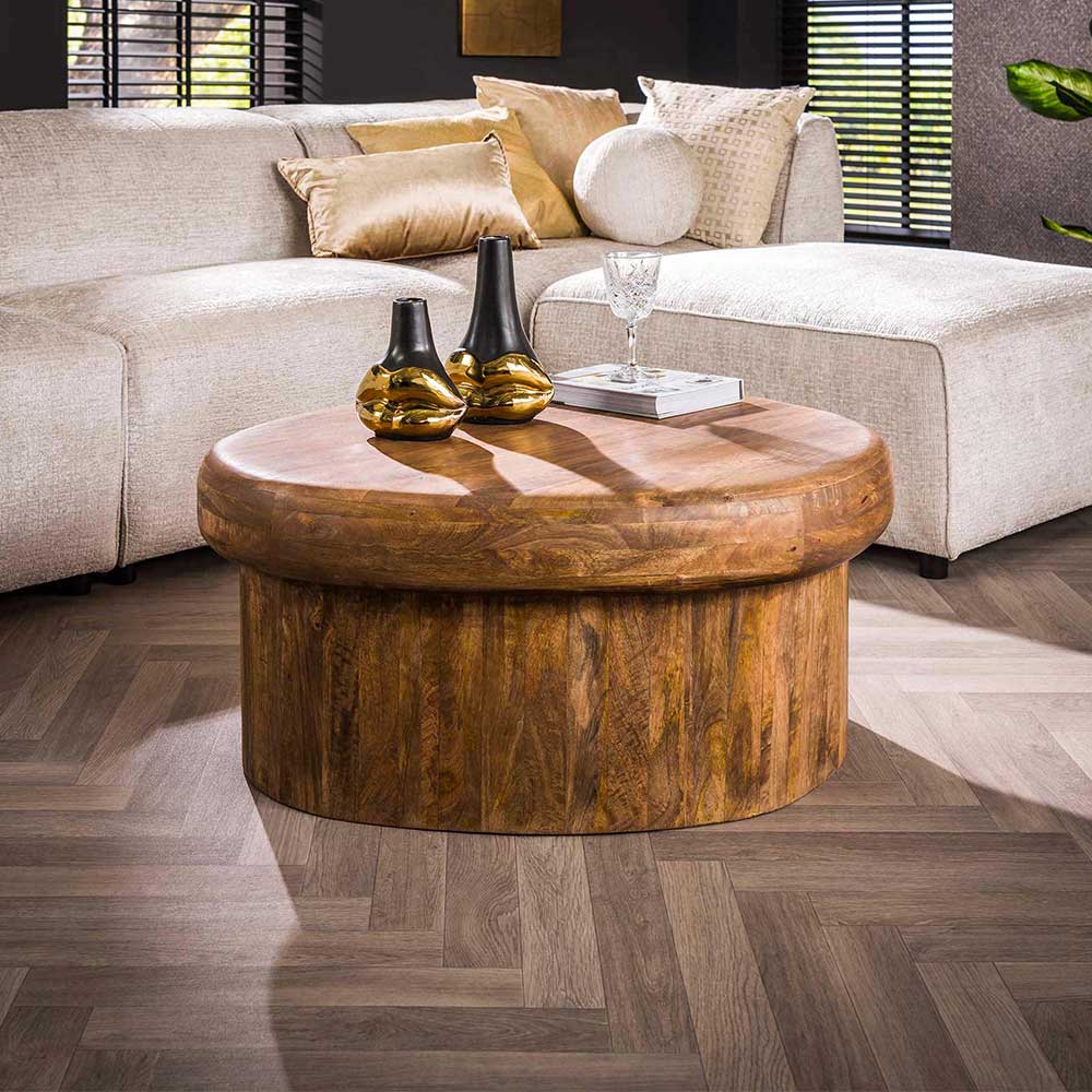 Design Holz-Couchtisch aus Mangobaum in Sand - Oregana