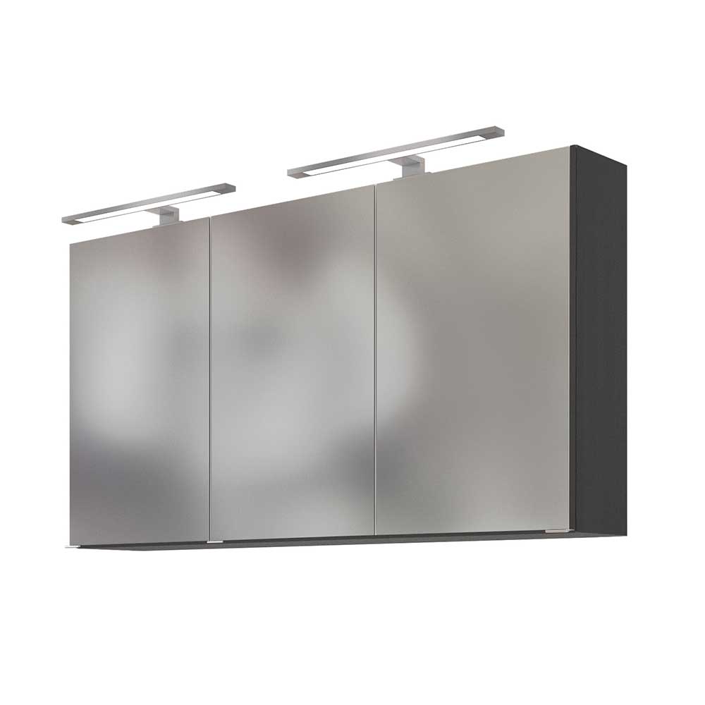 Grauer 3D Bad-Spiegelschrank mit 120 - Breite Nitusa Beleuchtung und cm LED