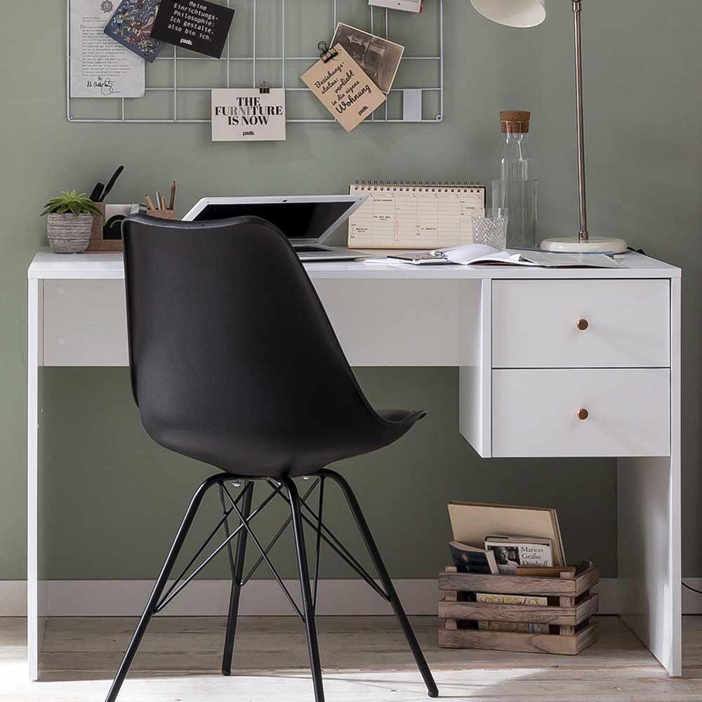 Schreibtisch mit Skandi - Weiß im Niuna 2 Design in Schubladen