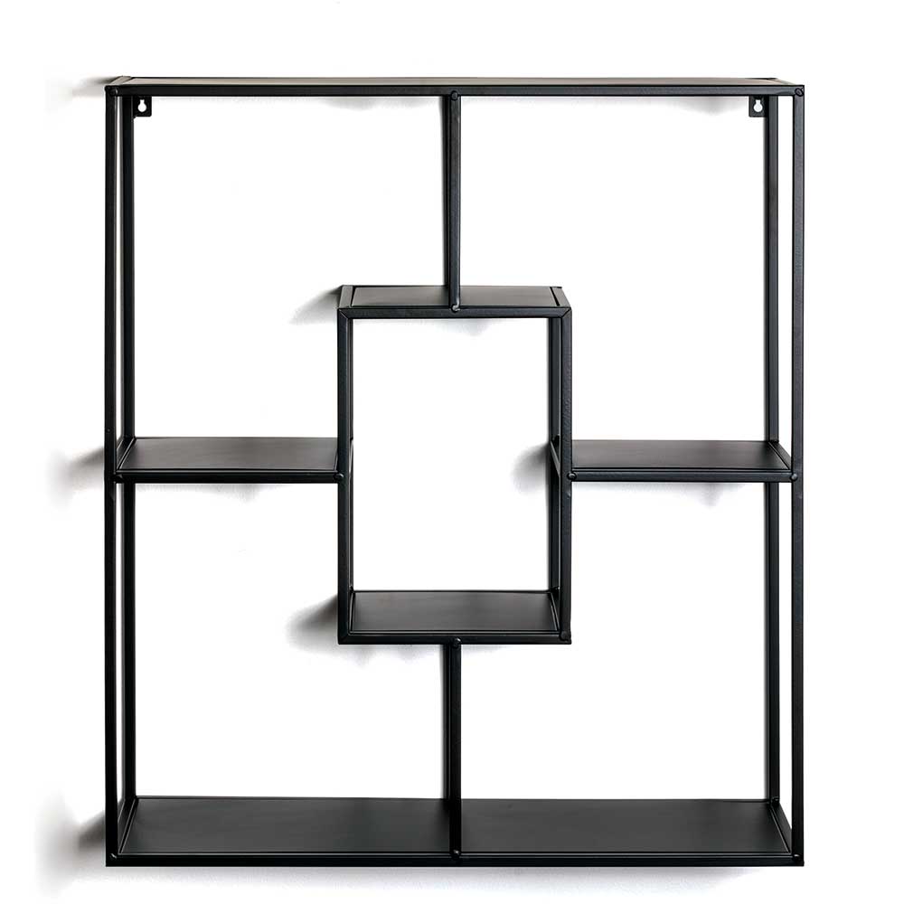 60x70x18 Hängeregal - in modernem Design Metall in Schwarz Lilina aus