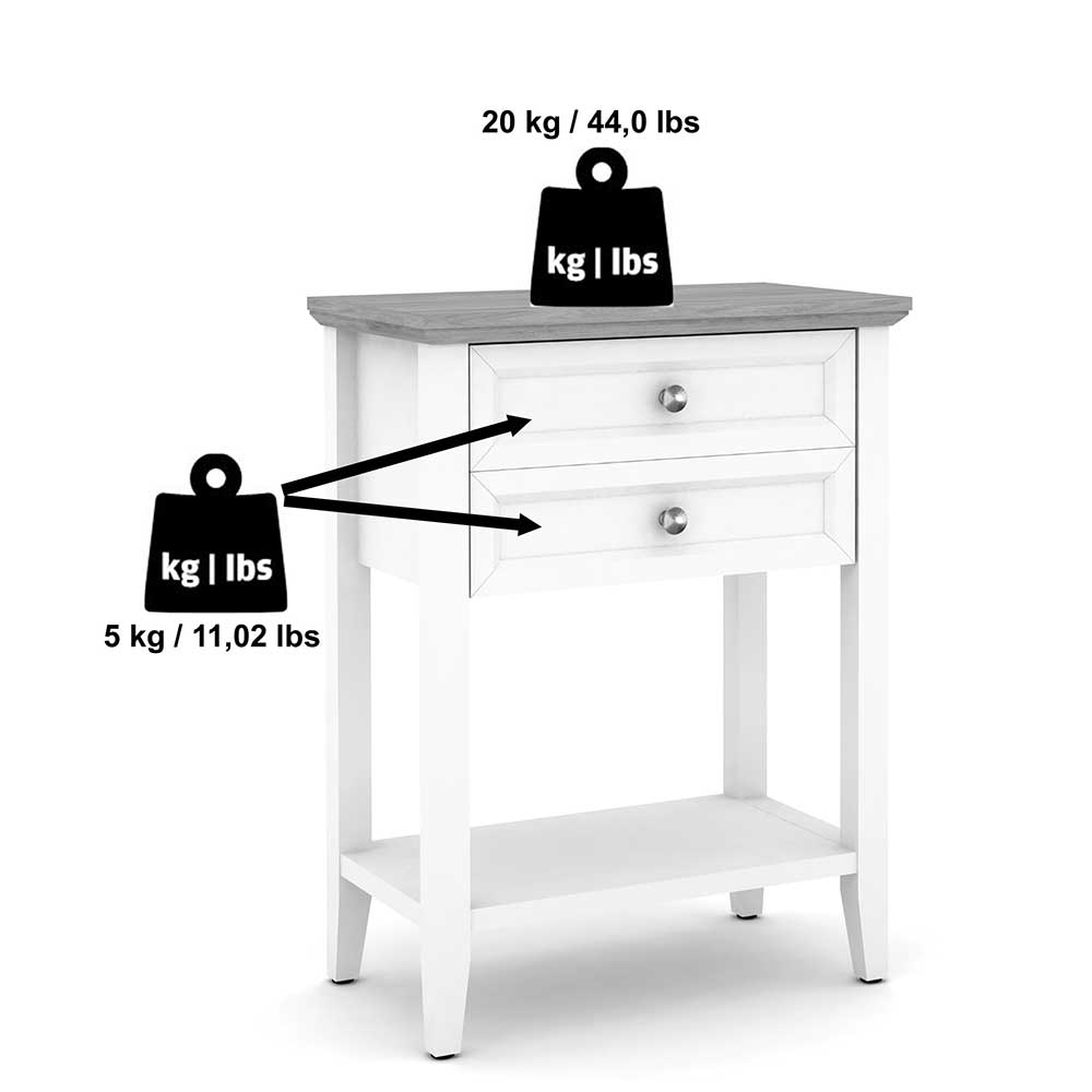 Landhaus Beistelltisch mit zwei Schubladen - Carter