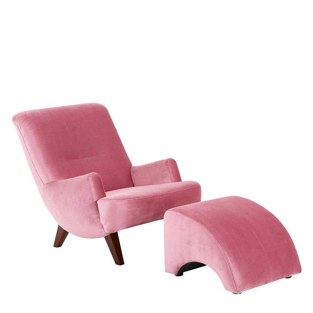 Wohnzimmer Sessel in Rosa und Nussbaum - Jily