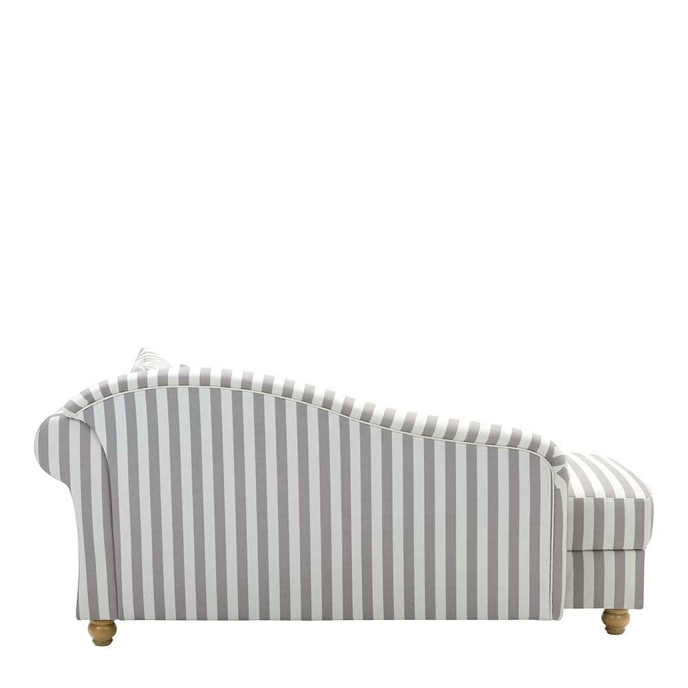 Chaiselongue mit Streifen in Weiß Braun - Adendro