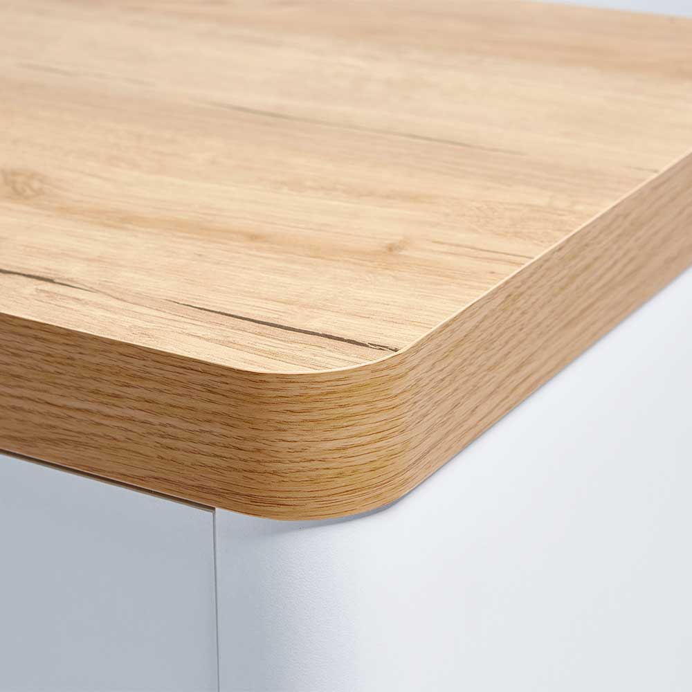 Kleiner Schreibtisch in Weiß & Eiche mit Schublade - 79x76x44 cm - Xuana