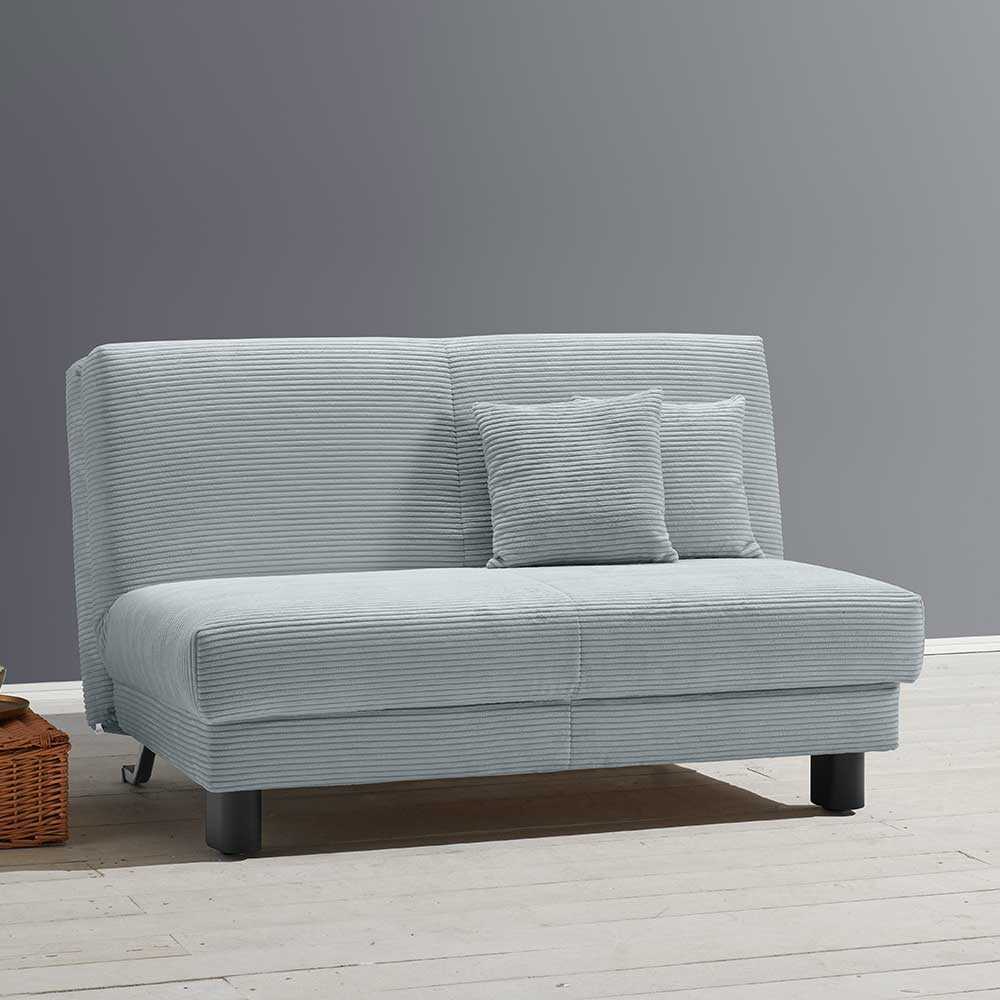 Ausklappbares Sofa aus Cord in Hellblau - Rachel