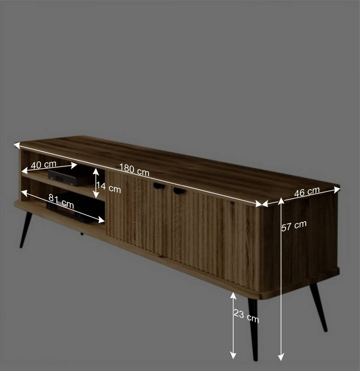 TV Board mit zwei Fächern und zwei Türen - Casarius