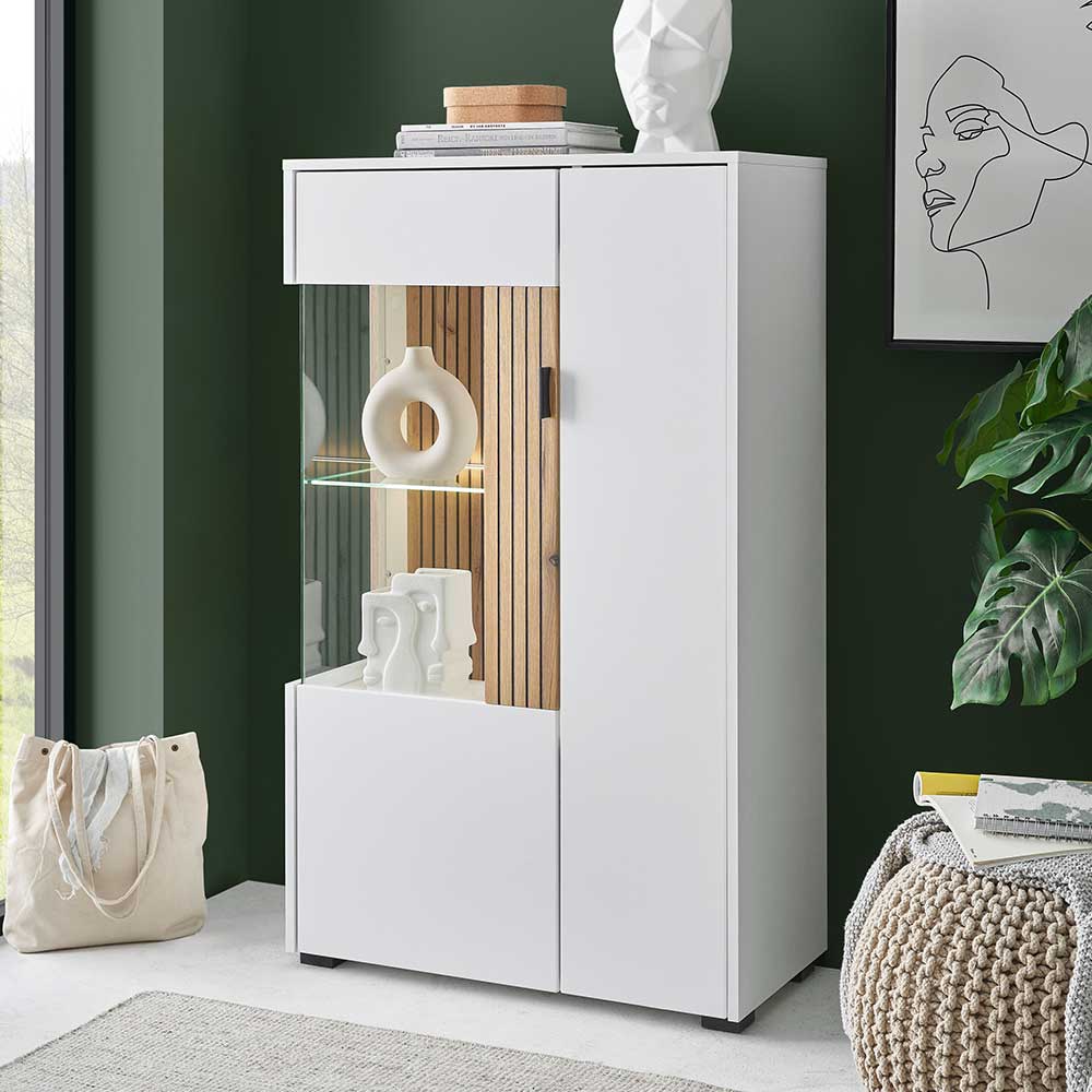 Zweifarbiges Highboard mit Glaseinsatz - Nenaloro