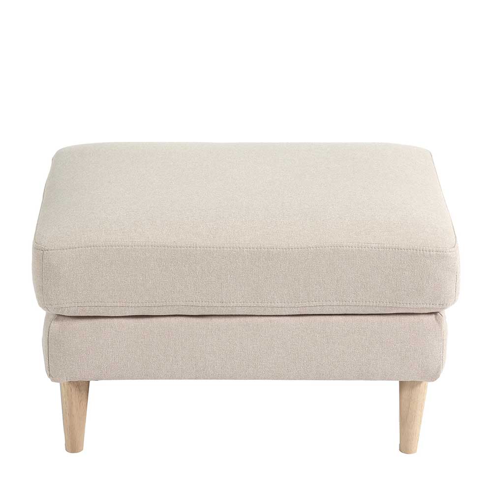 Fußhocker in Beige und Buche - Olyna