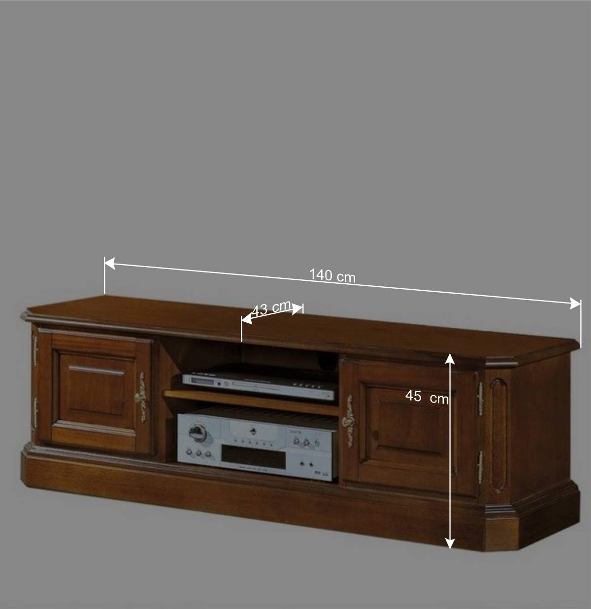 TV Lowboard in Nussbaum mit Metallgriffen - Uno