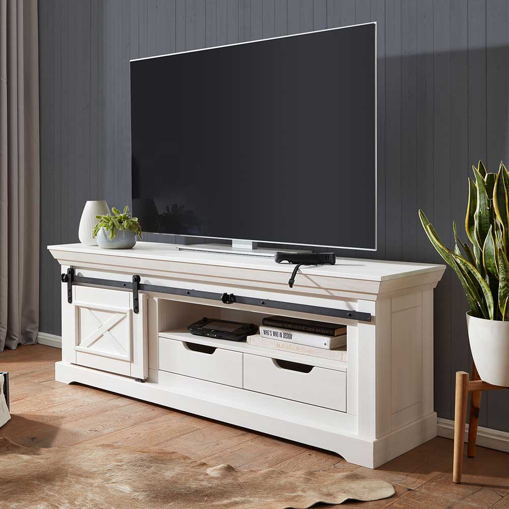 Weiße TV-Lowboards im Landhausstil Ratenzahlung mit kaufen