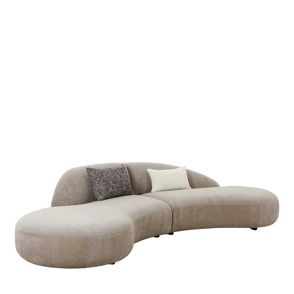 Halbrunde Couch in Beigegrau Chenille - Verona