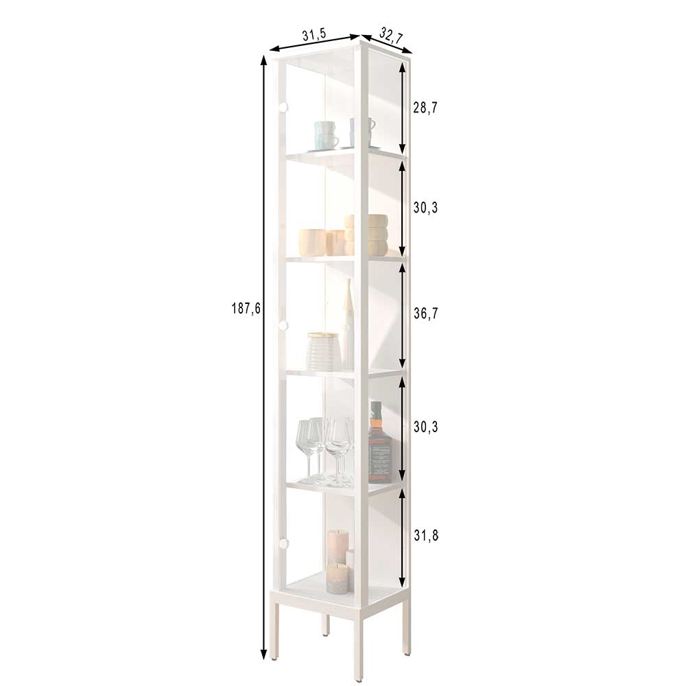 32x209x33 Schlanke Vitrine 3-seitig Glas - Travett