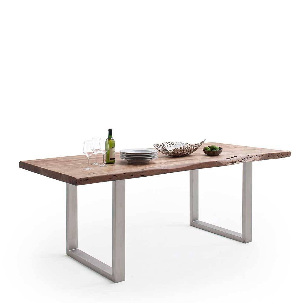 Tisch mit Naturkante und Bügelgestell - Varzado