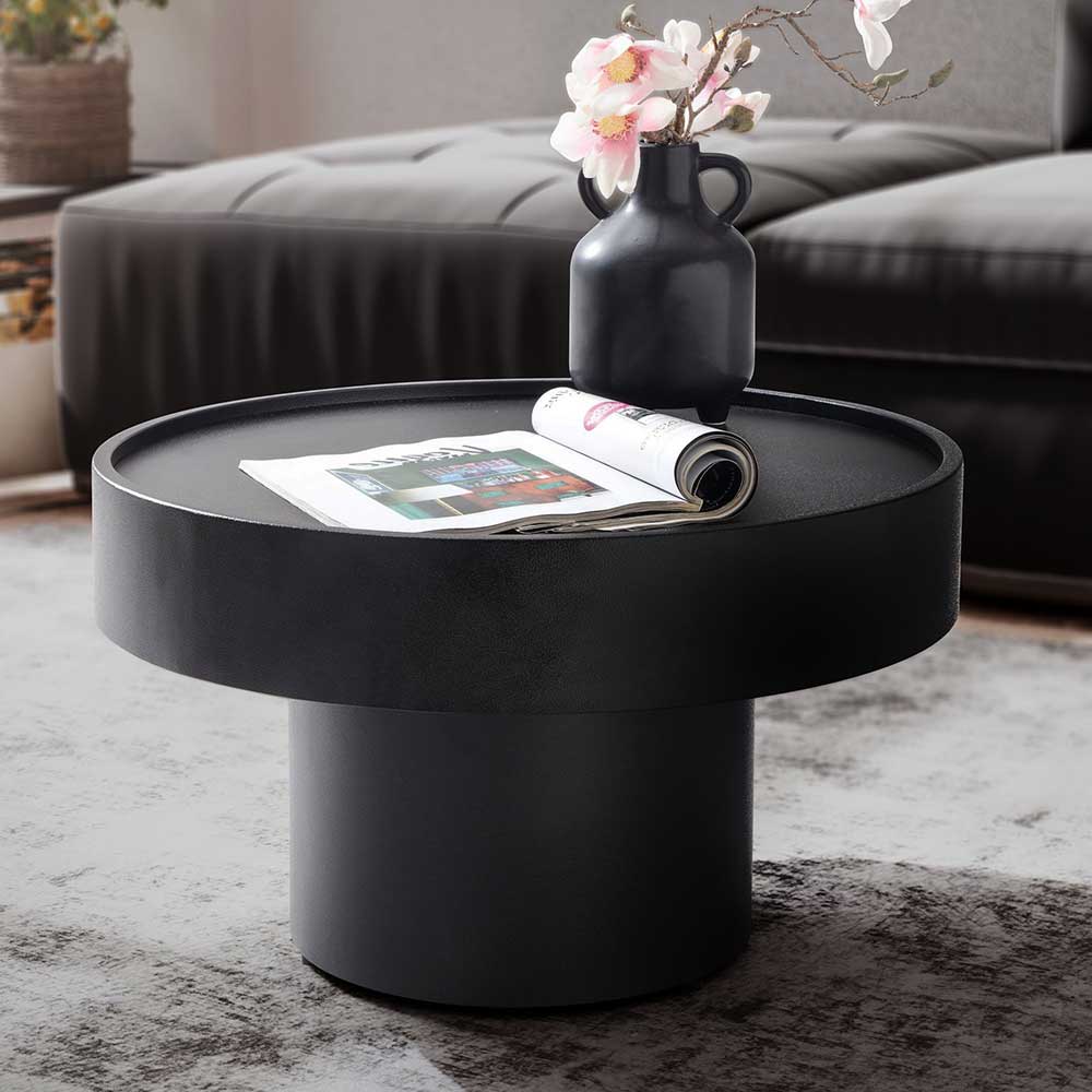 Runder Design-Couchtisch in Schwarz - Plurana